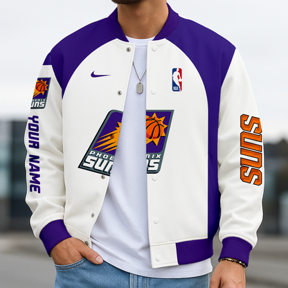 LIMITED EDITION - NEW CUSTOMIZED NBA21 PS PHOENIX SUNS BASEBALL JACKET, SATIN VARSITY JACKET