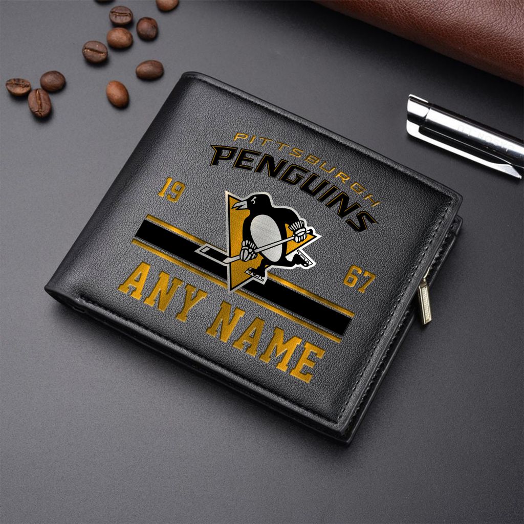 LIMITED EDITION - NEW CUSTOMIZED NHL26 PBP PITTSBURGH PENGUINS LEATHER WALLET