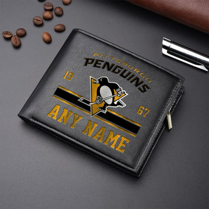 LIMITED EDITION - NEW CUSTOMIZED NHL26 PBP PITTSBURGH PENGUINS LEATHER WALLET