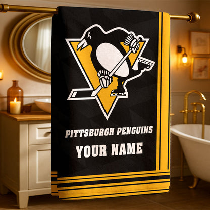 LIMITED EDITION - NEW CUSTOMIZED NHL26 PBP PITTSBURGH PENGUINS BEACH & BATH TOWEL