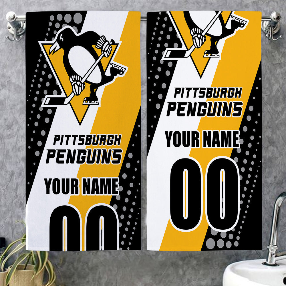 LIMITED EDITION - NEW CUSTOMIZED NHL26 PBP PITTSBURGH PENGUINS BEACH & BATH TOWEL