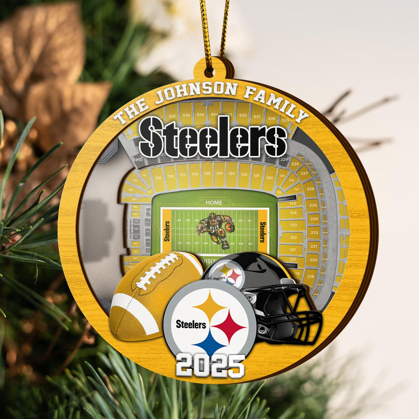 LIMITED EDITION - NEW CUSTOMIZED NFL14 PSB PITTSBURGH STEELERS ORNAMENT
