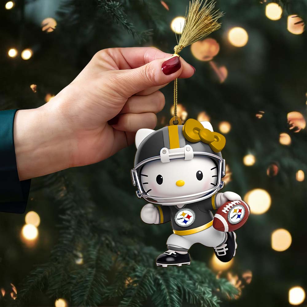 LIMITED EDITION - NEW CUSTOMIZED NFL14 PSB PITTSBURGH STEELERS HELLO KITTY ACRYLIC ORNAMENT