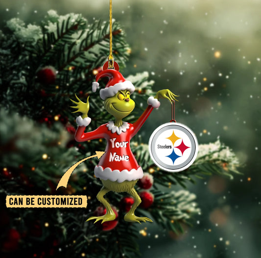 LIMITED EDITION - NEW CUSTOMIZED NFL14 PSB PITTSBURGH STEELERS THE GRINCH ACRYLIC ORNAMENT