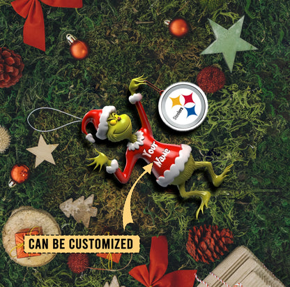 LIMITED EDITION - NEW CUSTOMIZED NFL14 PSB PITTSBURGH STEELERS THE GRINCH ACRYLIC ORNAMENT