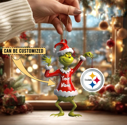 LIMITED EDITION - NEW CUSTOMIZED NFL14 PSB PITTSBURGH STEELERS THE GRINCH ACRYLIC ORNAMENT