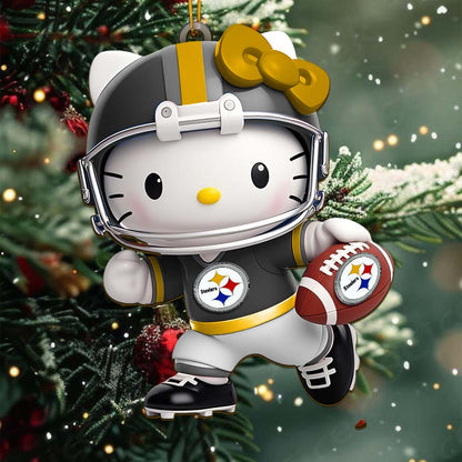 LIMITED EDITION - NEW CUSTOMIZED NFL14 PSB PITTSBURGH STEELERS HELLO KITTY ACRYLIC ORNAMENT