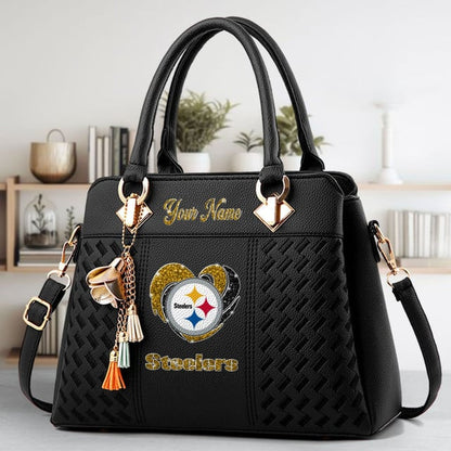 LIMITED EDITION - NEW CUSTOMIZED NFL14 PSB PITTSBURGH STEELERS ZIP HANDBAG MULTICOLOR