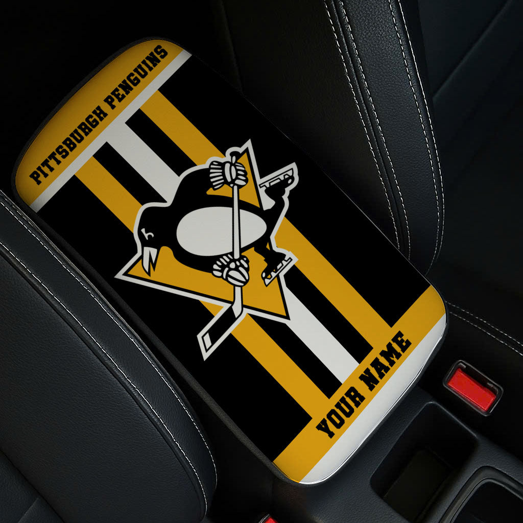 LIMITED EDITION - NEW CUSTOMIZED NHL26 PBP PITTSBURGH PENGUINS CAR ARMREST PAD COVER