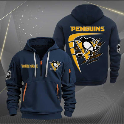 LIMITED EDITION - NEW CUSTOMIZED NHL26 PBP PITTSBURGH PENGUINS QUARTER ZIP HOODIE