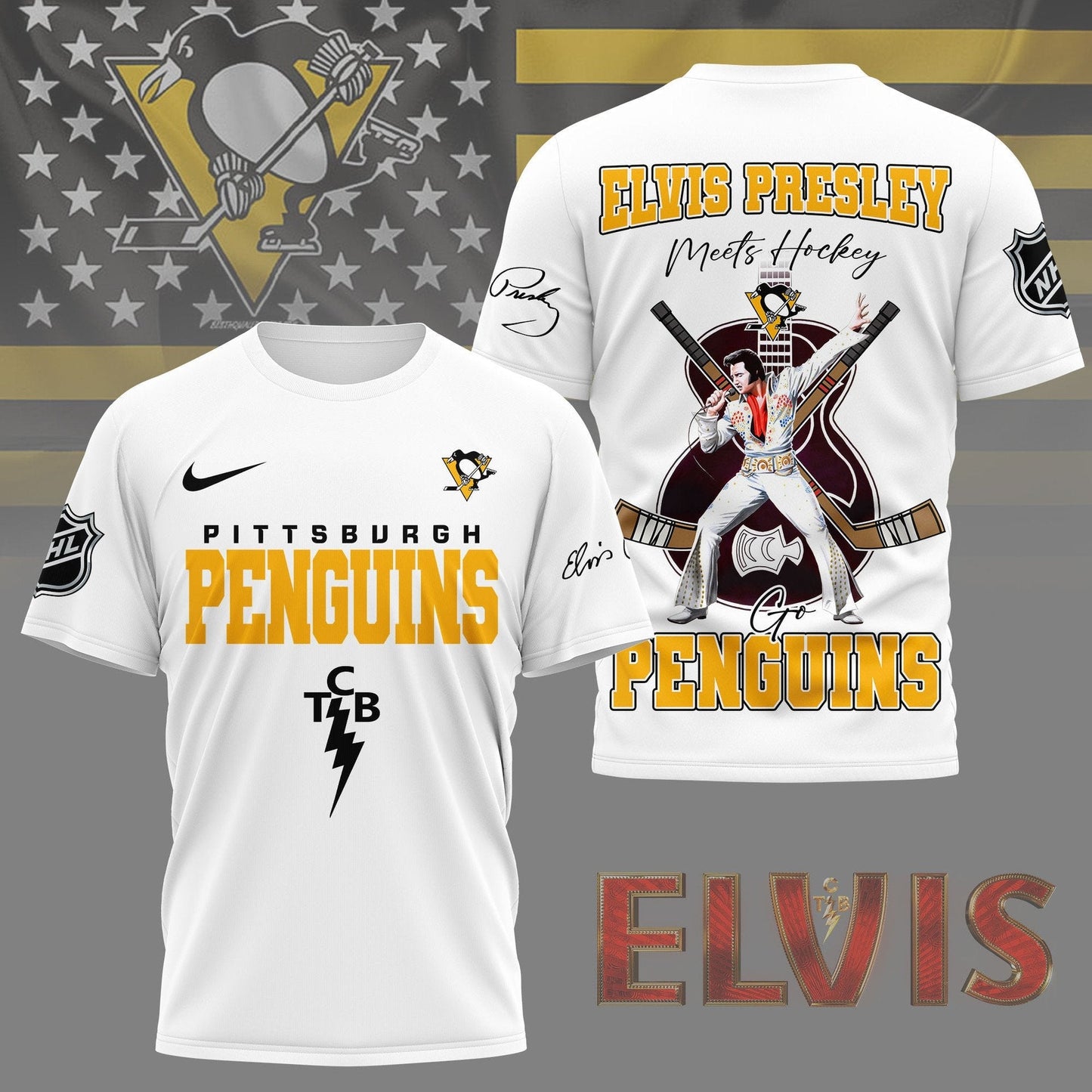 LIMITED EDITION - NEW CUSTOMIZED NHL26 PBP PITTSBURGH PENGUINS X ELVIS PRESLEY FAN 3D SHIRT
