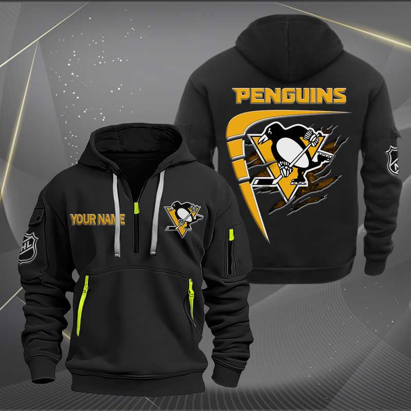 LIMITED EDITION - NEW CUSTOMIZED NHL26 PBP PITTSBURGH PENGUINS QUARTER ZIP HOODIE