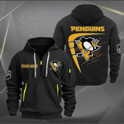 LIMITED EDITION - NEW CUSTOMIZED NHL26 PBP PITTSBURGH PENGUINS QUARTER ZIP HOODIE
