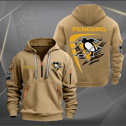 LIMITED EDITION - NEW CUSTOMIZED NHL26 PBP PITTSBURGH PENGUINS QUARTER ZIP HOODIE