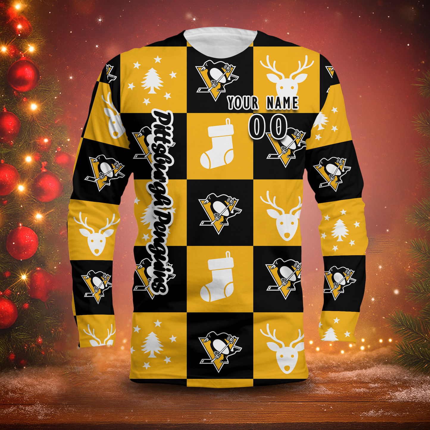 LIMITED EDITION - NEW CUSTOMIZED NHL26 PBP PITTSBURGH PENGUINS LONG SLEEVED T-SHIRT