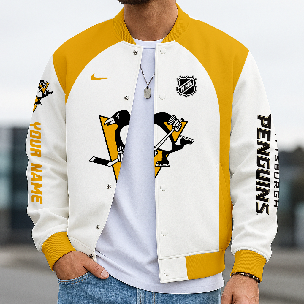 LIMITED EDITION - NEW CUSTOMIZED NHL26 PBP PITTSBURGH PENGUINS SATIN VARSITY JACKET & BASEBALL JACKET