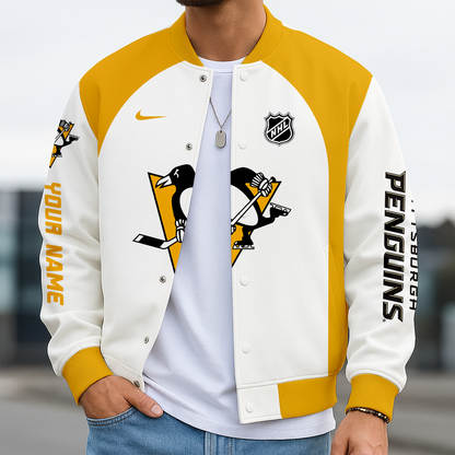 LIMITED EDITION - NEW CUSTOMIZED NHL26 PBP PITTSBURGH PENGUINS SATIN VARSITY JACKET & BASEBALL JACKET