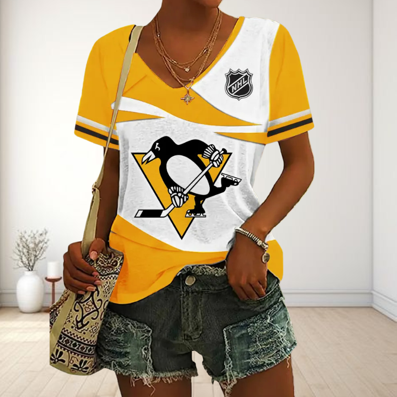LIMITED EDITION - NEW CUSTOMIZED NHL26 PBP PITTSBURGH PENGUINS V-NECK FEMALE SHIRT