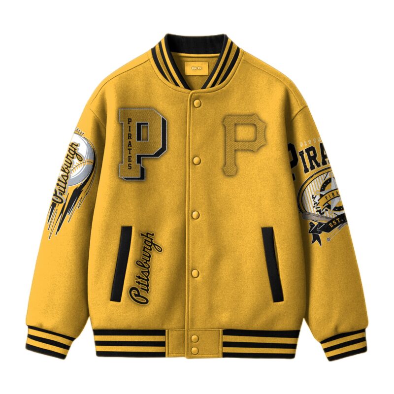 LIMITED EDITION - NEW CUSTOMIZED MLB29 PB PIRATES SATIN VARSITY & BASEBALL JACKET