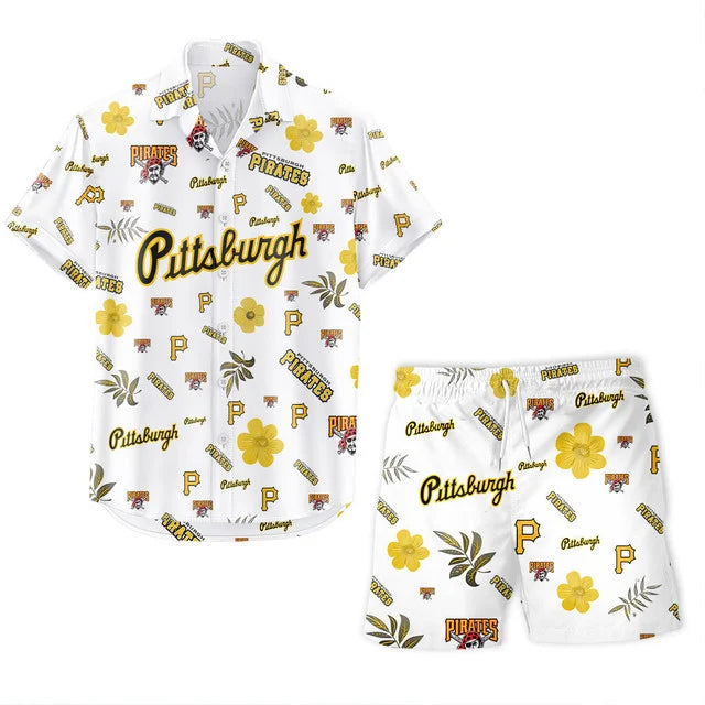 LIMITED EDITION - NEW CUSTOMIZED MLB29 PHP PITTSBURGH PIRATES UNISEX HAWAIIAN SHIRT & SHORTS SET