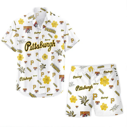 LIMITED EDITION - NEW CUSTOMIZED MLB29 PHP PITTSBURGH PIRATES UNISEX HAWAIIAN SHIRT & SHORTS SET