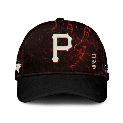 LIMITED EDITION - NEW CUSTOMIZED MLB29 PHP PITTSBURGH PIRATES x GODZILLA BASEBALL JERSEY & CAP