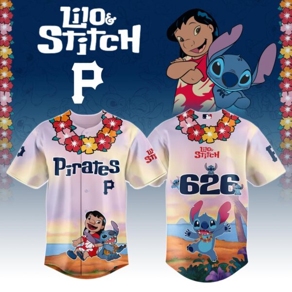 LIMITED EDITION - NEW CUSTOMIZED MLB29 PB PIRATES x LILO & STITCH BASEBALL JERSEY