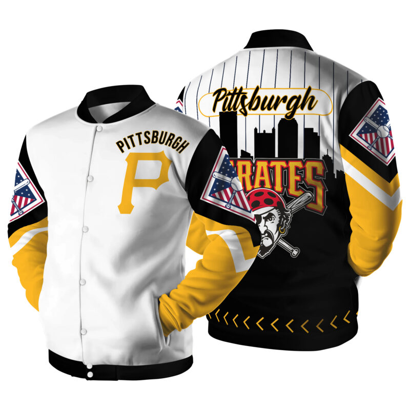 LIMITED EDITION - NEW CUSTOMIZED MLB29 PB PIRATES SATIN VARSITY & BASEBALL JACKET