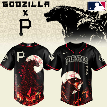 LIMITED EDITION - NEW CUSTOMIZED MLB29 PHP PITTSBURGH PIRATES x GODZILLA BASEBALL JERSEY & CAP