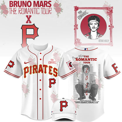 LIMITED EDITION - NEW CUSTOMIZED MLB29 PB PIRATES x BRUNO MARS BASEBALL JERSEY & CAP
