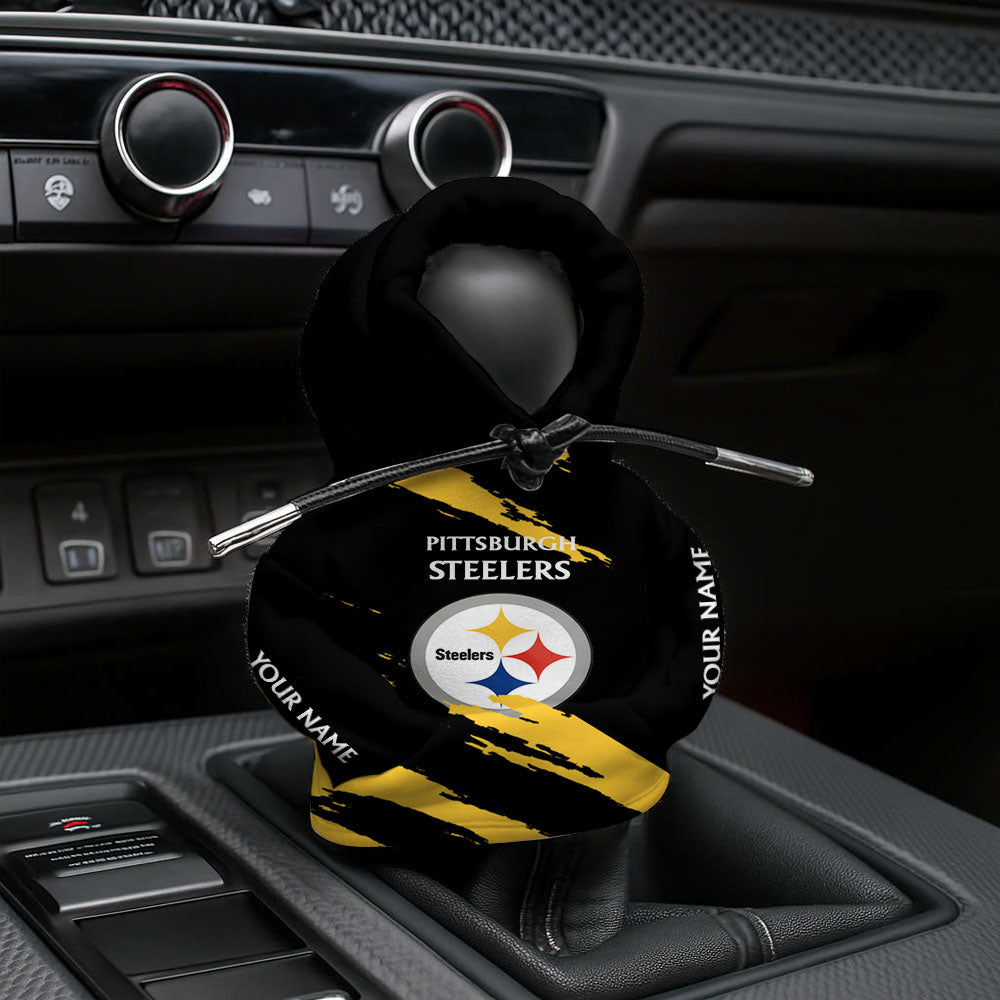 LIMITED EDITION - NEW CUSTOMIZED NFL14 PSB PITTSBURGH STEELERS CAR HOODIE SHIFT KNOB COVER