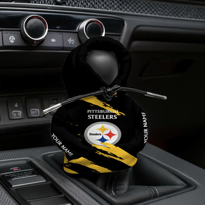 LIMITED EDITION - NEW CUSTOMIZED NFL14 PSB PITTSBURGH STEELERS CAR HOODIE SHIFT KNOB COVER