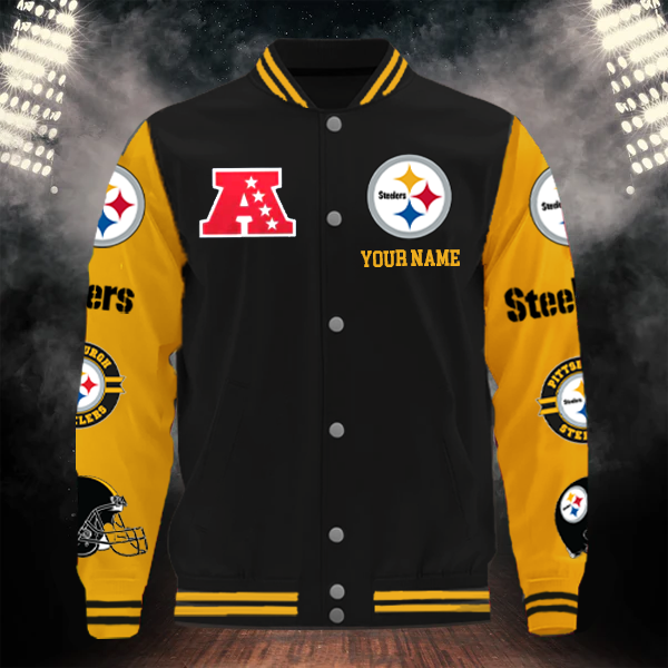 LIMITED EDITION - NEW CUSTOMIZED NFL14 PSB PITTSBURGH STEELERS BASEBALL JACKET