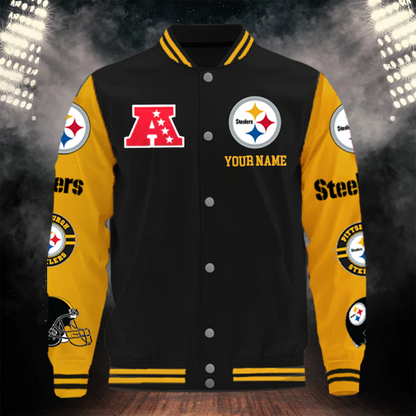 LIMITED EDITION - NEW CUSTOMIZED NFL14 PSB PITTSBURGH STEELERS BASEBALL JACKET