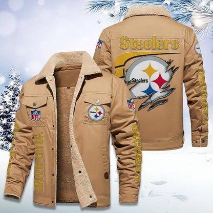 LIMITED EDITION - NEW CUSTOMIZED NFL14 PSB PITTSBURGH STEELERS FLEECE JACKET