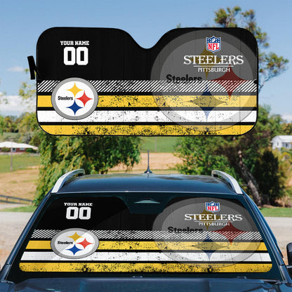 LIMITED EDITION - NEW CUSTOMIZED NFL14 PSB PITTSBURGH STEELERS AUTO WINDSHIELD SHADE