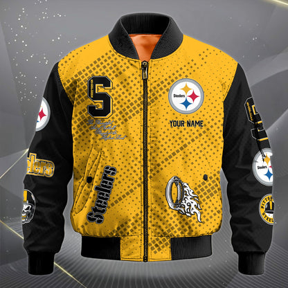 LIMITED EDITION - NEW CUSTOMIZED NFL14 PSB PITTSBURGH STEELERS SATIN VARSITY JACKET & LONG PANTS