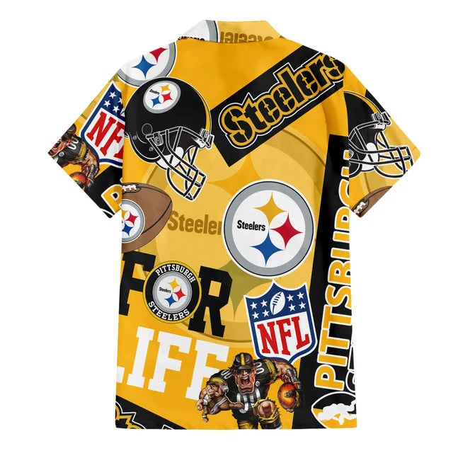 LIMITED EDITION - NEW CUSTOMIZED NFL14 PSB PITTSBURGH STEELERS UNISEX HAWAIIAN SHIRT & SHORTS SET