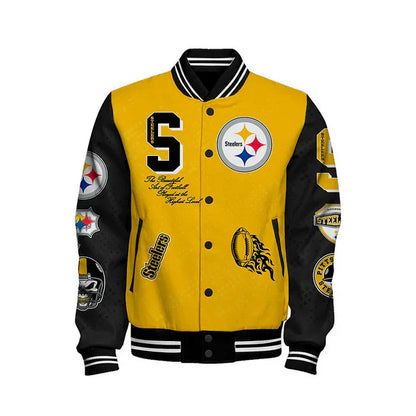 LIMITED EDITION - NEW CUSTOMIZED NFL14 PSB PITTSBURGH STEELERS SATIN VARSITY JACKET & BASEBALL JACKET