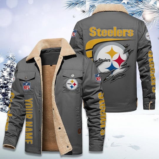 LIMITED EDITION - NEW CUSTOMIZED NFL14 PSB PITTSBURGH STEELERS FLEECE JACKET