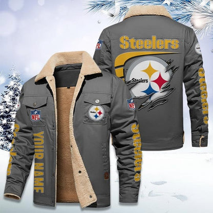 LIMITED EDITION - NEW CUSTOMIZED NFL14 PSB PITTSBURGH STEELERS FLEECE JACKET