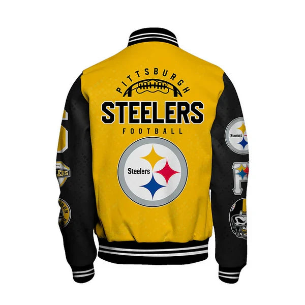 LIMITED EDITION - NEW CUSTOMIZED NFL14 PSB PITTSBURGH STEELERS SATIN VARSITY JACKET & BASEBALL JACKET