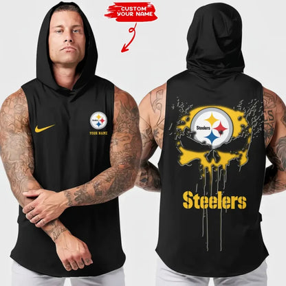 LIMITED EDITION - NEW CUSTOMIZED NFL14 PSB PITTSBURGH STEELERS HOODED TANK TOP
