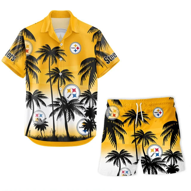 LIMITED EDITION - NEW CUSTOMIZED NFL14 PSB PITTSBURGH STEELERS UNISEX HAWAIIAN SHIRT & SHORTS SET