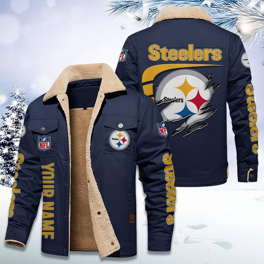 LIMITED EDITION - NEW CUSTOMIZED NFL14 PSB PITTSBURGH STEELERS FLEECE JACKET
