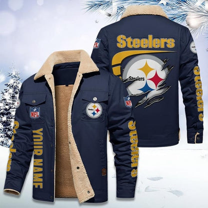 LIMITED EDITION - NEW CUSTOMIZED NFL14 PSB PITTSBURGH STEELERS FLEECE JACKET