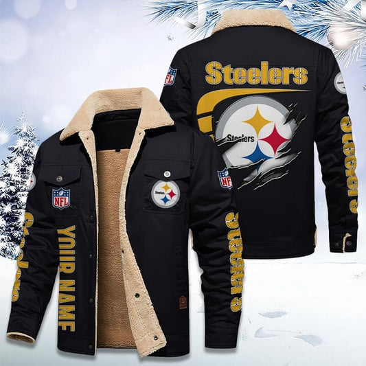 LIMITED EDITION - NEW CUSTOMIZED NFL14 PSB PITTSBURGH STEELERS FLEECE JACKET