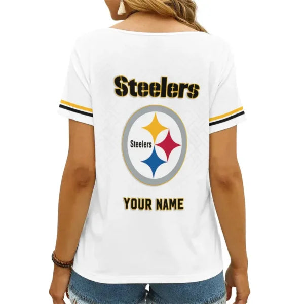 LIMITED EDITION - NEW CUSTOMIZED NFL14 PSB PITTSBURGH STEELERS V-NECK FEMALE SHIRT