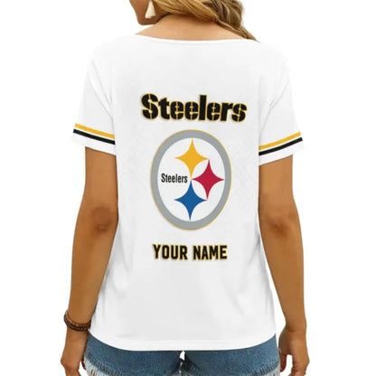 LIMITED EDITION - NEW CUSTOMIZED NFL14 PSB PITTSBURGH STEELERS V-NECK FEMALE SHIRT