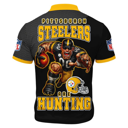 LIMITED EDITION - NEW CUSTOMIZED NFL14 PSB PITTSBURGH STEELERS HARLEY-DAVIDSON POLO WITH ZIPPER SHIRT